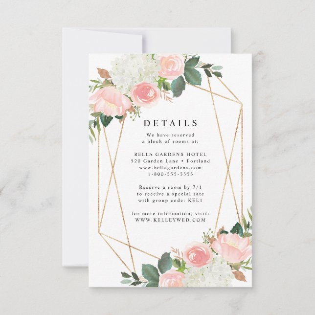 RSVP Floral Primavera Blush | Cartão Pormenores de Casa (Frente)