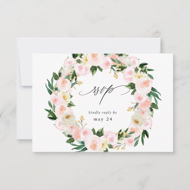 RSVP Floral Rosa e Amarelo com Refeição (Frente)
