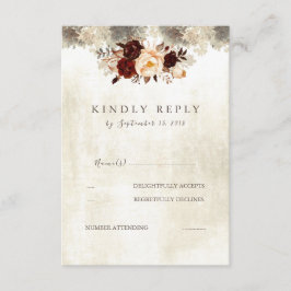 RSVP Floral Rustic Burgundy Wedding