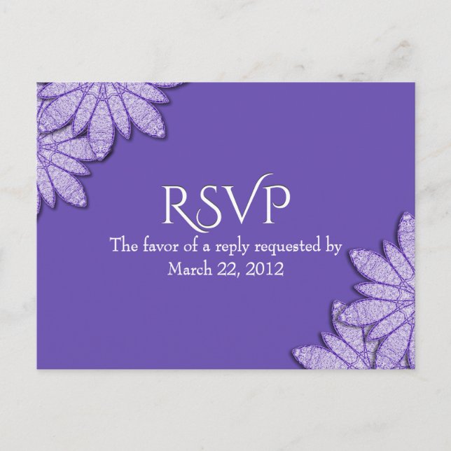 RSVP Floral Ultra Violeta com opção de menu (Frente)