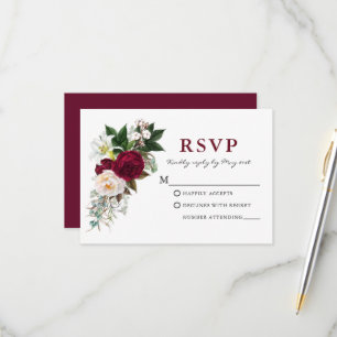 RSVP Floral Verde Burgundy Aquarela