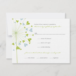 RSVP Flores de Dandelion Azuis Verdes Adoram Cartão RSV
