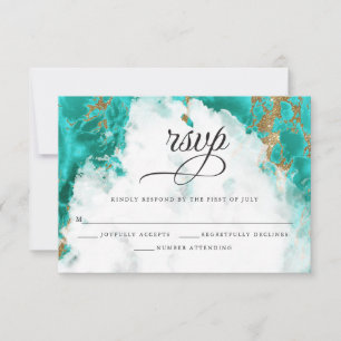 RSVP   Geodo de Aquarela Turquesa BarefootBride™