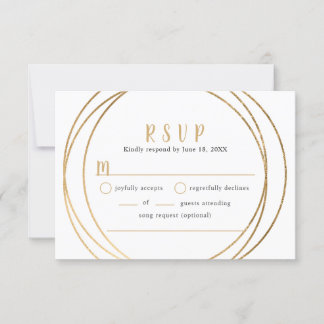 RSVP geométrico redondo de ouro falso para buffet 