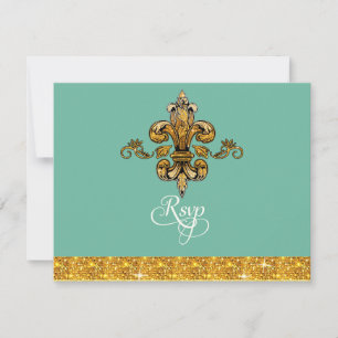 RSVP Glitter Faux Dourado Black Formal Fleur de Li