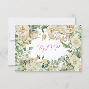 RSVP Hortênsia Verde Água Rosas Branco Galho