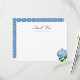 RSVP Hydrangea Nome Personalizado Azul Obrigado Cartão