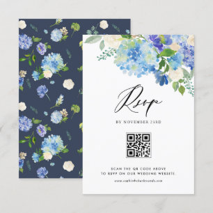 RSVP Hydrangeas azuis da aguarela que Wedding o cartão