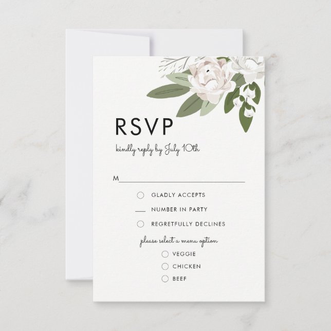 RSVP Imagens de Casamento de Ivory e Blush, Cartão de M (Frente)