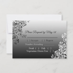 RSVP Inclinação preto e branco que Wedding o cartão 