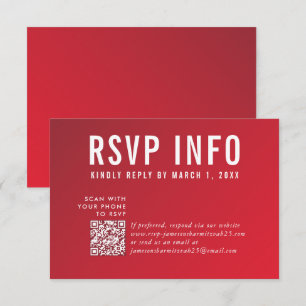 RSVP INFO CARTÃO moderno de vermelho escuro