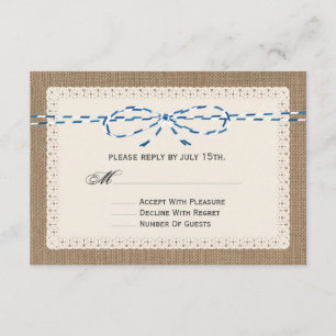 RSVP inspirado no entalhe e na string de papel azu