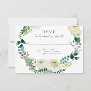 RSVP Ivory Rosa Floral BOHO Leaf Wreath Watercolor