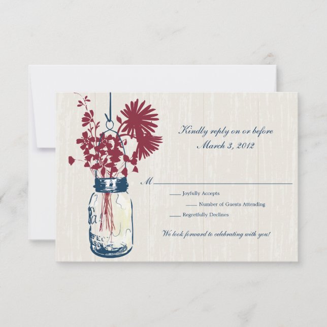 RSVP Jarro de Pedra Pendurado Casamento Rústico (Frente)