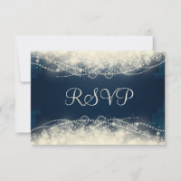 RSVP Lace Elegante e Pérolas no Azul Escuro