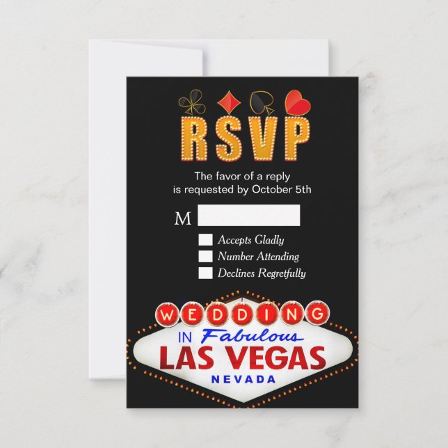 RSVP Las Vegas Sinal de Casamento Neon Light Reply (Frente)