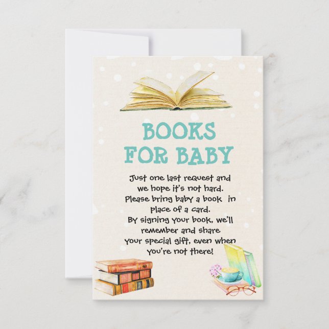 RSVP Livro temático da biblioteca para cartão de bebê (Frente)
