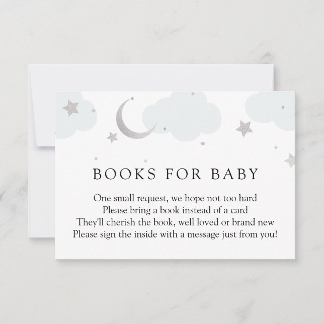 RSVP Lua e Stars Silver Books para Cartão de Inserção d (Frente)