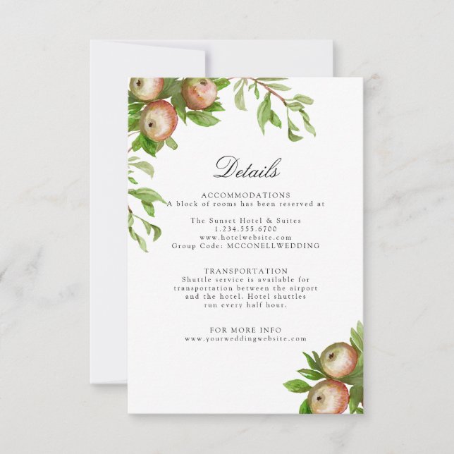 RSVP maçãs no cartão de cerimônia de núpcias (Frente)