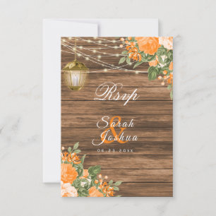 RSVP - Madeira, Lanternas e Flor Laranja