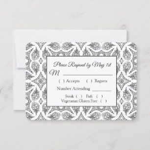 RSVP Mandala preto e branco que Wedding o cartão de