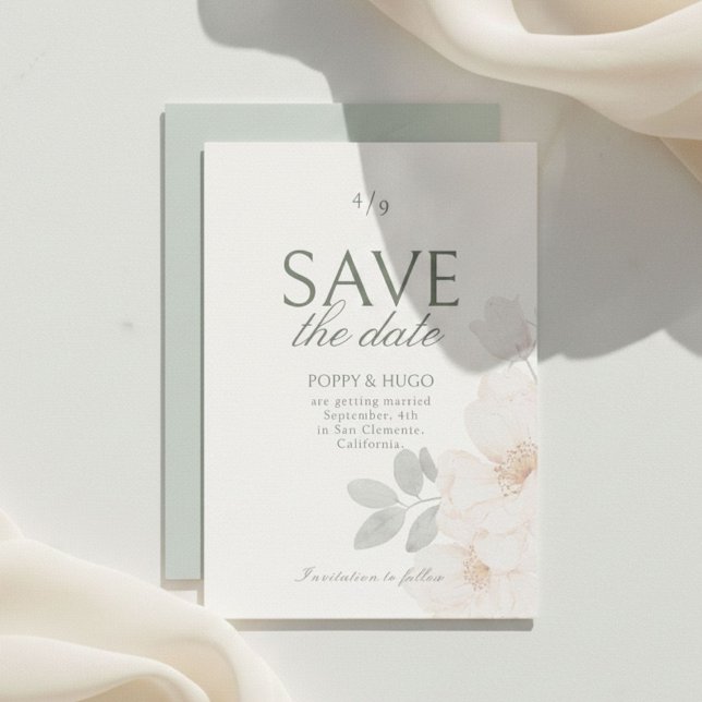 RSVP Marfim & Salvia | Cartão de Save the Date de Casam (Criador carregado)