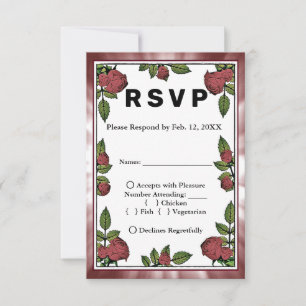 RSVP & Menu das Nuvens Vermelhas da Imagem do Rosa