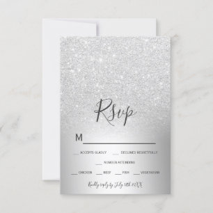 Rsvp metálico da folha do ombre de prata do brilh