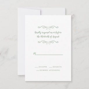 RSVP Minimalista Clássico de Casamento Verde da El