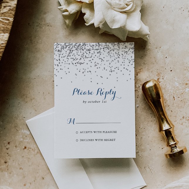 RSVP Minimalista de Silver Confetti (Criador carregado)