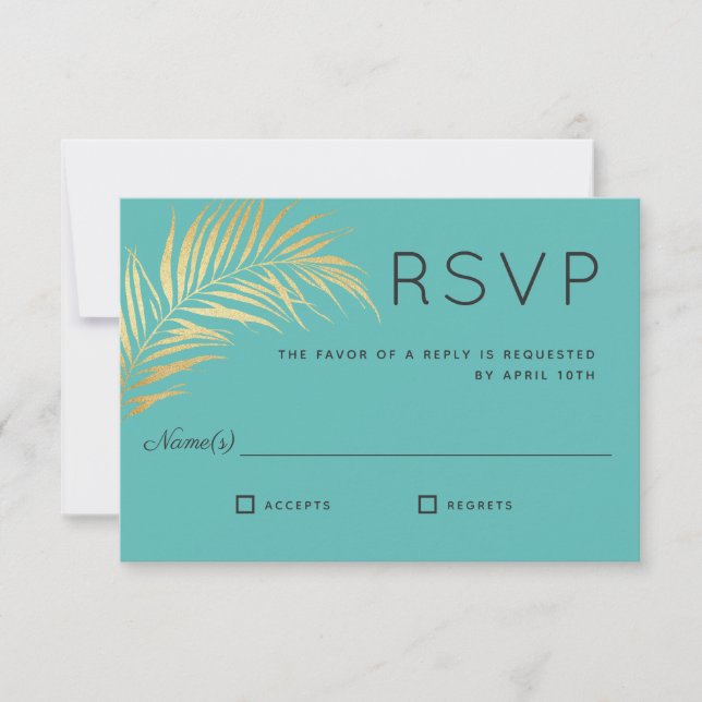 RSVP Minimalista do Ouro Palm Frond (Frente)