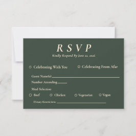 RSVP Minimalista Elegante em Verde Caçador com Ent