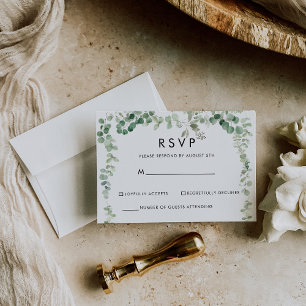 RSVP Minimalista Folhagem de Eucalipto da Primaver