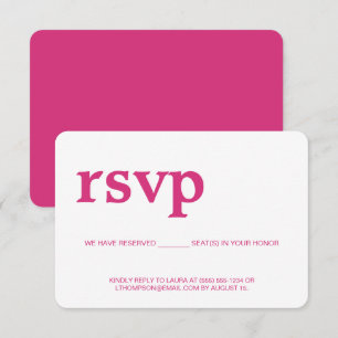 RSVP moderno cor-de-rosa sem assento reservado por