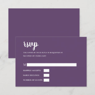 RSVP Moderno de Caligrafia Simples Roxo