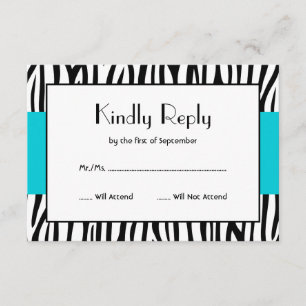 RSVP Moderno de Zebra Azul Teal