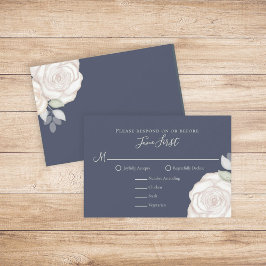 RSVP Moderno Elegante Minimalista Azul Floral Míni