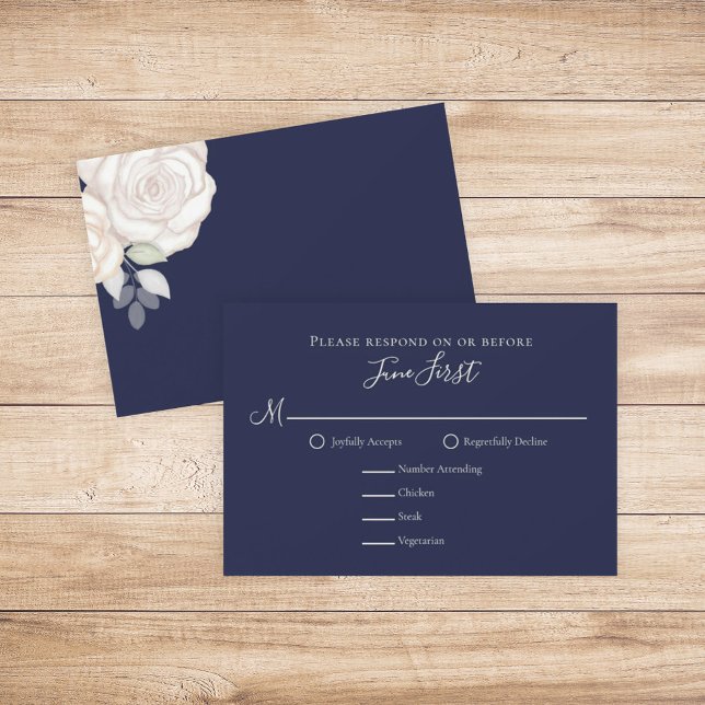 RSVP Moderno Elegante Minimalista Marinho Floral A (Criador carregado)
