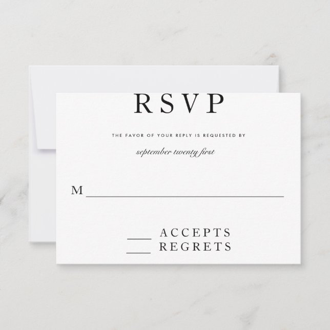 RSVP moderno em preto e branco (Frente)