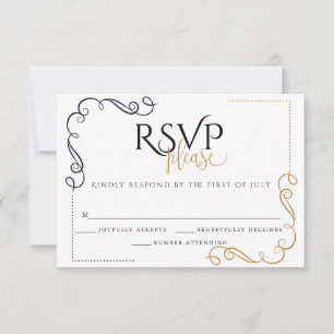 RSVP     Moderno Preto e Dourado Minimalista