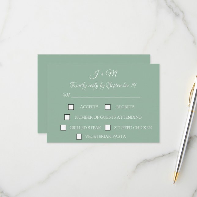 RSVP Moderno Simples de Boho Verde Sage (Frente/Verso In Situ)