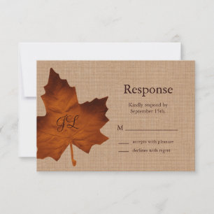 RSVP Monograma de Burlap Laranja