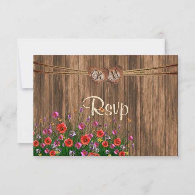 RSVP Monograma Heart com Primavera Wildflower (Frente)