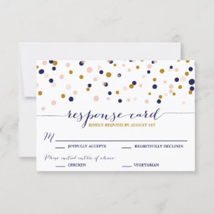 RSVP O confete cor-de-rosa & Dourado pontilha o cartão