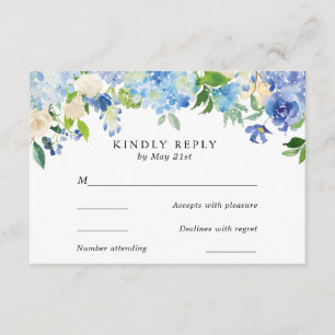 RSVP O Hydrangea azul floresce o cartão Wedding de RSV