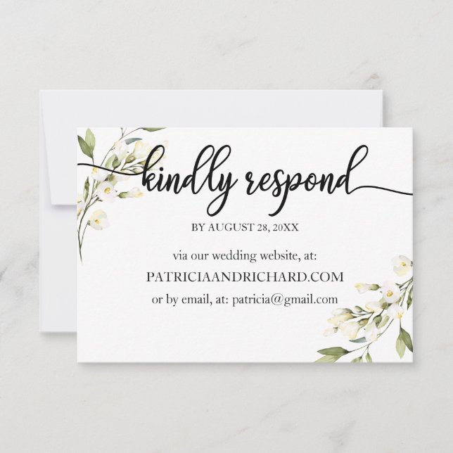 RSVP Online Casamento Floral Branco Creme (Frente)