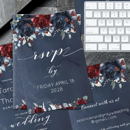 RSVP Online de Casamento de Marinho Peony Burgundy