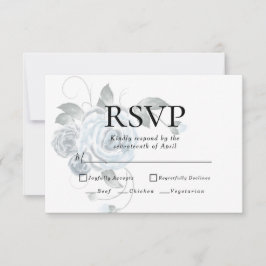 RSVP | Opções de Menu Floral Aquarela Azul Poeiren