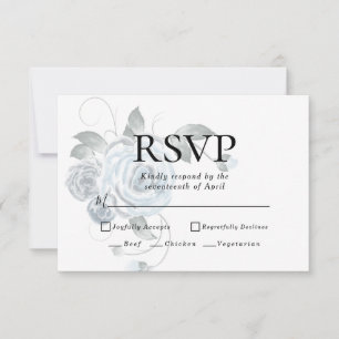RSVP   Opções de Menu Floral Aquarela Azul Poeiren