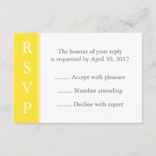 RSVP ou placa de resposta de evento amarelo canári
